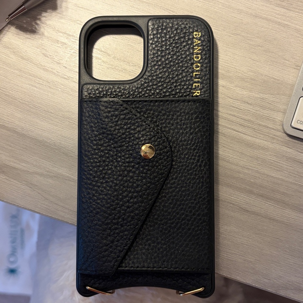 Bandolier Black Phone Case with Gold Detail